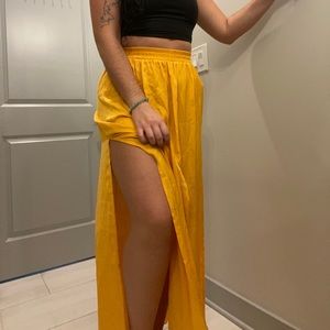 Satin Yellow Maxi Skirt